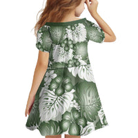 Sage Green Aloha Hawaii Family Matching Mermaid Dress and Hawaiian Shirt Monstera Hibiscus Plumeria Seamless Vibes - Polynesian Pride