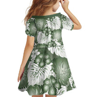 Sage Green Aloha Hawaii Family Matching Off Shoulder Maxi Dress and Hawaiian Shirt Monstera Hibiscus Plumeria Seamless Vibes - Polynesian Pride
