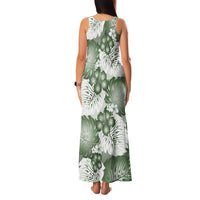 Sage Green Aloha Hawaii Family Matching Tank Maxi Dress and Hawaiian Shirt Monstera Hibiscus Plumeria Seamless Vibes - Polynesian Pride