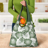 Sage Green Aloha Hawaii Grocery Bag Monstera Hibiscus Plumeria Seamless Vibes - Polynesian Pride