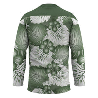 Sage Green Aloha Hawaii Hockey Jersey Monstera Hibiscus Plumeria Seamless Vibes LT14 - Polynesian Pride