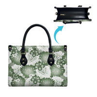 Sage Green Aloha Hawaii Leather Bag Monstera Hibiscus Plumeria Seamless Vibes - Polynesian Pride