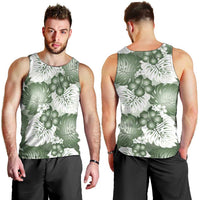 Sage Green Aloha Hawaii Men Tank Top Monstera Hibiscus Plumeria Seamless Vibes - Polynesian Pride