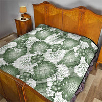 Sage Green Aloha Hawaii Quilt Monstera Hibiscus Plumeria Seamless Vibes - Polynesian Pride