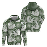 Sage Green Aloha Hawaii Zip Hoodie Monstera Hibiscus Plumeria Seamless Vibes - Polynesian Pride