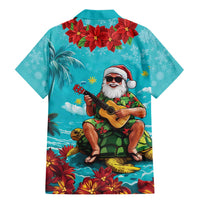 Hawaii Christmas Family Matching Mermaid Dress and Hawaiian Shirt Mele Kalikimaka Poinsettia Lei - Cyan LT14 - Polynesian Pride