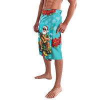 Hawaii Christmas Lavalava Mele Kalikimaka Poinsettia Lei - Cyan