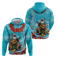 Hawaii Christmas Hoodie Mele Kalikimaka Poinsettia Lei Polynesian - Blue