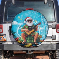 Hawaii Christmas Spare Tire Cover Mele Kalikimaka Poinsettia Lei Polynesian - Blue