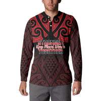 Personalised Keep Maori Wards New Zealand Button Sweatshirt Stronger Together Aotearoa Taniko - Polynesian Pride