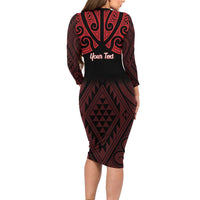 Personalised Keep Maori Wards New Zealand Family Matching Long Sleeve Bodycon Dress and Hawaiian Shirt Stronger Together Aotearoa Taniko - Polynesian Pride