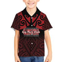 Personalised Keep Maori Wards New Zealand Family Matching Off The Shoulder Long Sleeve Dress and Hawaiian Shirt Stronger Together Aotearoa Taniko - Polynesian Pride