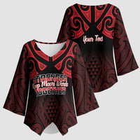Personalised Keep Maori Wards New Zealand Kimono Sleeve Blouse Stronger Together Aotearoa Taniko LT14 - Polynesian Pride