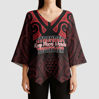 Personalised Keep Maori Wards New Zealand Kimono Sleeve Blouse Stronger Together Aotearoa Taniko LT14 - Polynesian Pride