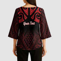 Personalised Keep Maori Wards New Zealand Kimono Sleeve Blouse Stronger Together Aotearoa Taniko LT14 - Polynesian Pride
