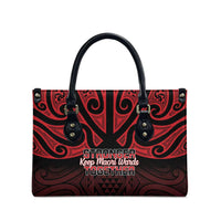Keep Maori Wards New Zealand Leather Bag Stronger Together Aotearoa Taniko - Polynesian Pride
