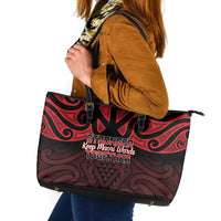 Keep Maori Wards New Zealand Leather Tote Bag Stronger Together Aotearoa Taniko - Polynesian Pride