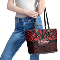 Keep Maori Wards New Zealand Leather Tote Bag Stronger Together Aotearoa Taniko - Polynesian Pride