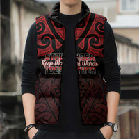 Personalised Keep Maori Wards New Zealand Sleeveless Puffer Jacket Stronger Together Aotearoa Taniko - Polynesian Pride