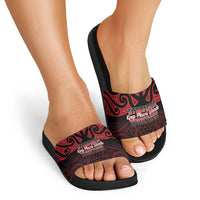 Keep Maori Wards New Zealand Slide Sandals Stronger Together Aotearoa Taniko - Polynesian Pride
