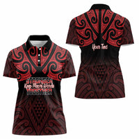 Personalised Keep Maori Wards New Zealand Women Polo Shirt Stronger Together Aotearoa Taniko - Polynesian Pride