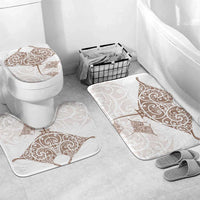 New Zealand Manta Ray Tattoo Bathroom Set Aotearoa Maori Haehae Beige - Polynesian Pride