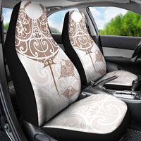 New Zealand Manta Ray Tattoo Car Seat Cover Aotearoa Maori Haehae Beige - Polynesian Pride