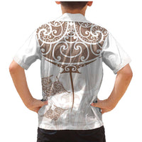 New Zealand Manta Ray Tattoo Family Matching Mermaid Dress and Hawaiian Shirt Aotearoa Maori Haehae Beige - Polynesian Pride