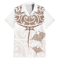 New Zealand Manta Ray Tattoo Family Matching Mermaid Dress and Hawaiian Shirt Aotearoa Maori Haehae Beige - Polynesian Pride