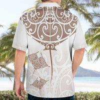 New Zealand Manta Ray Tattoo Hawaiian Shirt Aotearoa Maori Haehae Beige - Polynesian Pride