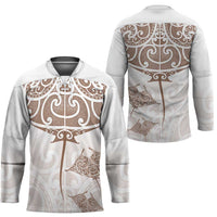 New Zealand Manta Ray Tattoo Hockey Jersey Aotearoa Maori Haehae Beige LT14 - Polynesian Pride
