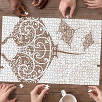 New Zealand Manta Ray Tattoo Puzzle Aotearoa Maori Haehae Beige - Polynesian Pride