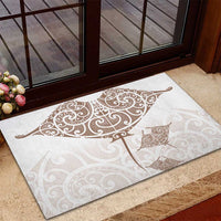 New Zealand Manta Ray Tattoo Rubber Doormat Aotearoa Maori Haehae Beige - Polynesian Pride