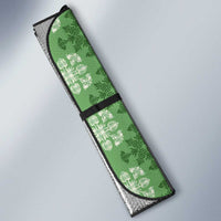 Green Hawaiian Quilt Auto Sun Shade Hawaii Pineapple Monstera Palaka Motifs - Polynesian Pride