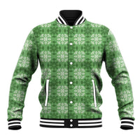 Green Hawaiian Quilt Baseball Jacket Hawaii Pineapple Monstera Palaka Motifs - Polynesian Pride