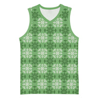 Green Hawaiian Quilt Basketball Jersey Hawaii Pineapple Monstera Palaka Motifs LT14 Unisex Green - Polynesian Pride