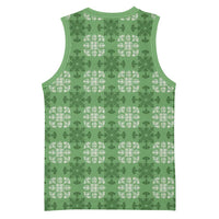 Green Hawaiian Quilt Basketball Jersey Hawaii Pineapple Monstera Palaka Motifs LT14 - Polynesian Pride