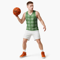 Green Hawaiian Quilt Basketball Jersey Hawaii Pineapple Monstera Palaka Motifs LT14 - Polynesian Pride