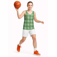 Green Hawaiian Quilt Basketball Jersey Hawaii Pineapple Monstera Palaka Motifs LT14 - Polynesian Pride