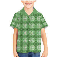 Green Hawaiian Quilt Family Matching Mermaid Dress and Hawaiian Shirt Hawaii Pineapple Monstera Palaka Motifs - Polynesian Pride