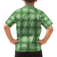 Green Hawaiian Quilt Family Matching Off Shoulder Short Dress and Hawaiian Shirt Hawaii Pineapple Monstera Palaka Motifs LT14 - Polynesian Pride