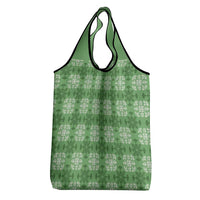 Green Hawaiian Quilt Grocery Bag Hawaii Pineapple Monstera Palaka Motifs - Polynesian Pride