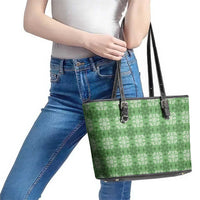 Green Hawaiian Quilt Leather Tote Bag Hawaii Pineapple Monstera Palaka Motifs LT14 - Polynesian Pride