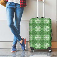 Green Hawaiian Quilt Luggage Cover Hawaii Pineapple Monstera Palaka Motifs - Polynesian Pride