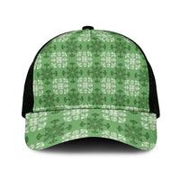 Green Hawaiian Quilt Mesh Trucker Cap Hawaii Pineapple Monstera Palaka Motifs LT14 One Size Black Green - Polynesian Pride