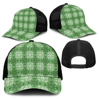 Green Hawaiian Quilt Mesh Trucker Cap Hawaii Pineapple Monstera Palaka Motifs - Polynesian Pride