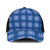 Royal Blue Hawaiian Quilt Baseball Net Cap Hawaii Pineapple Monstera Palaka Motifs - Polynesian Pride