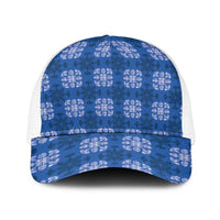 Royal Blue Hawaiian Quilt Baseball Net Cap Hawaii Pineapple Monstera Palaka Motifs - Polynesian Pride
