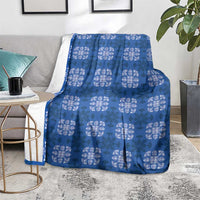 Royal Blue Hawaiian Quilt Blanket Hawaii Pineapple Monstera Palaka Motifs - Polynesian Pride