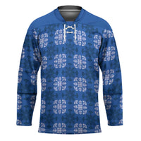 Royal Blue Hawaiian Quilt Hockey Jersey Hawaii Pineapple Monstera Palaka Motifs LT14 Unisex Royal Blue - Polynesian Pride